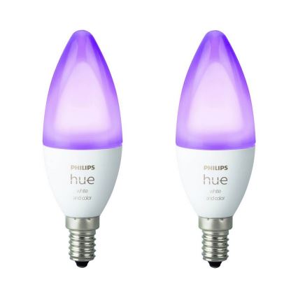 SET 2x LED Lamp dimbaar Philips Hue WHITE AND COLOR AMBIANCE B39 E14 / 5,3W / 230V 2200K - 6500K