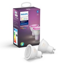 SET 2x LED Lamp dimbaar Philips HUE WHITE AND COLOR AMBIANCE GU10/4,3W/230V