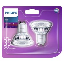 SET 2x LED Lamp Philips GU10/3,5W/230V 2700K
