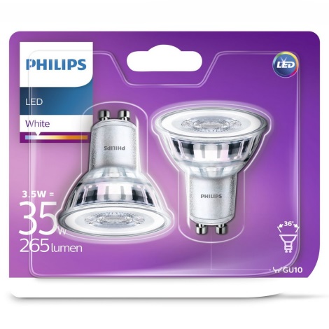 Schuldig Ellende kosten SET 2x LED Lamp Philips GU10/3,5W/230V 3000K | Lumimania