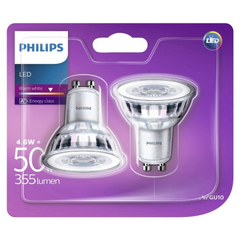 SET 2x LED Lamp Philips GU10/4,6W/230V 2700K