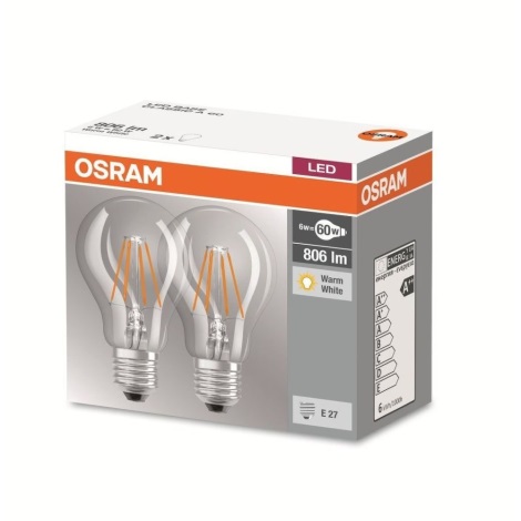 SET 2x LED Lamp VINTAGE A60 E27/6,5W/230V 2700K  - Osram