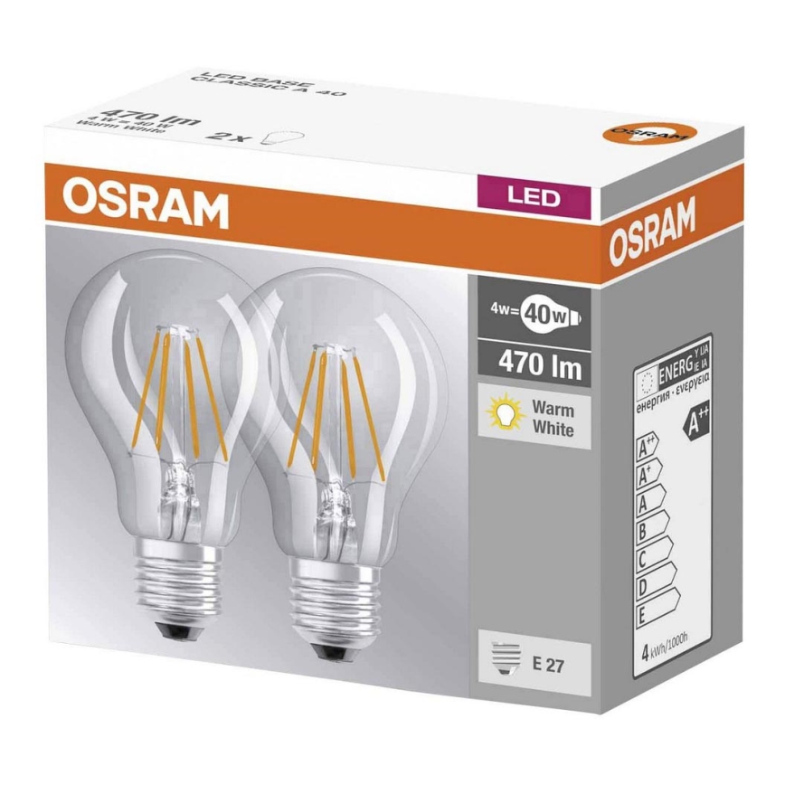 SET 2x LED Lamp VINTAGE E27/4W/230V 2700K - Osram