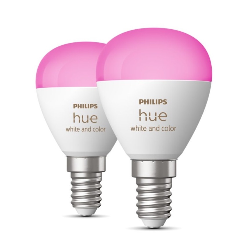 SET 2x LED RGBW dimbare lamp Philips Hue White And Color Ambiance P45 E14/5,1W/230V 2000-6500K
