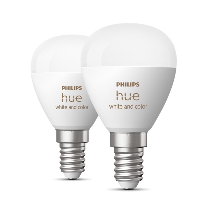 SET 2x LED RGBW dimbare lamp Philips Hue White And Color Ambiance P45 E14/5,1W/230V 2000-6500K