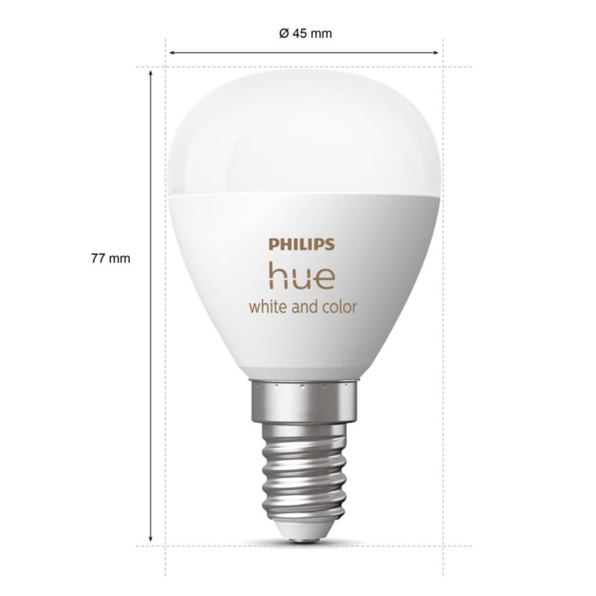 SET 2x LED RGBW dimbare lamp Philips Hue White And Color Ambiance P45 E14/5,1W/230V 2000-6500K