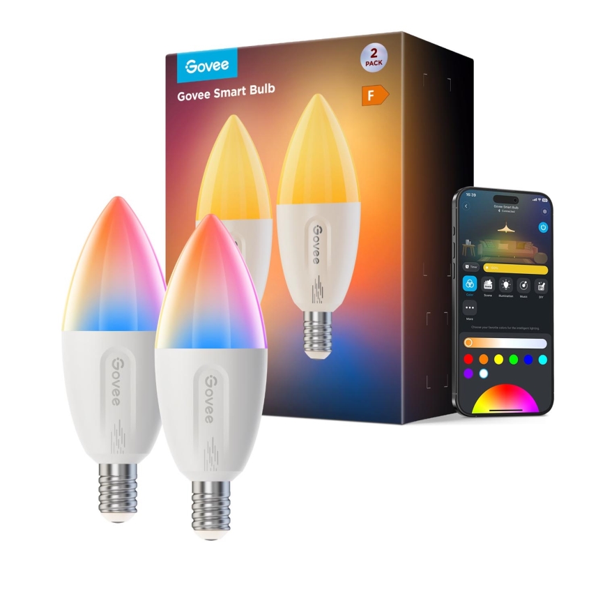 SET 2x LED RGBWW Dimbare lamp E14/5W/230V 2700-6500K Wi-Fi - Govee
