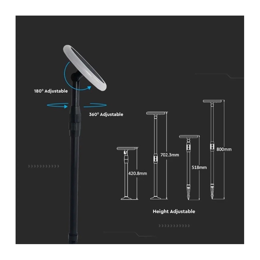 SET 2x LED Verstelbare zonnelamp GARDEN LED/3W/5V 42-80 cm 4000K IP65
