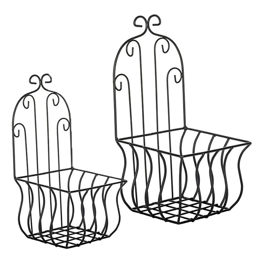 SET 2x Muur bloem holder 35x16 cm zwart