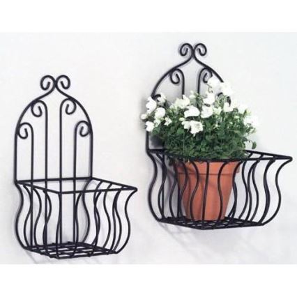 SET 2x Muur bloem holder 35x16 cm zwart