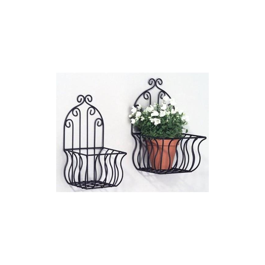 SET 2x Muur bloem holder 35x16 cm zwart