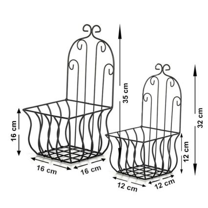 SET 2x Muur bloem holder 35x16 cm zwart