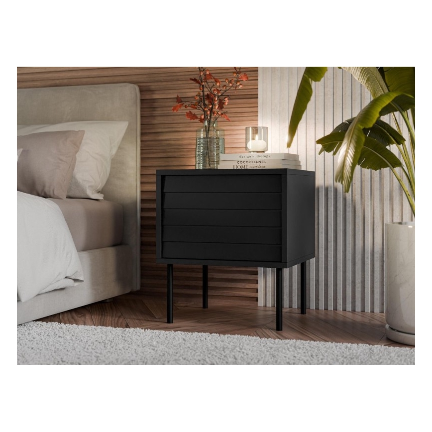 SET 2x Nachtkastje CORTINA 51x45 cm zwart