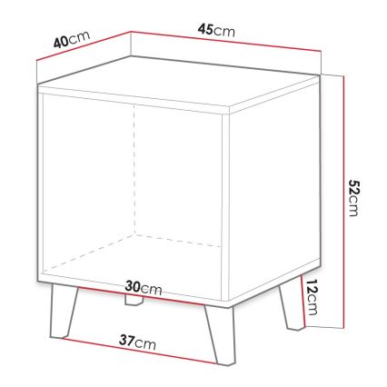 SET 2x Nachtkastje VAMOS 52x45 cm eiken wotan