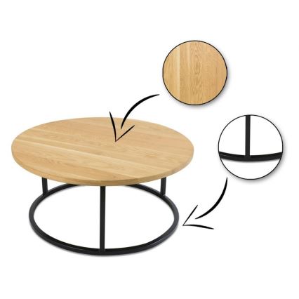 SET 2x Salontafel OAKLOFT 38x90 cm zwart/eiken