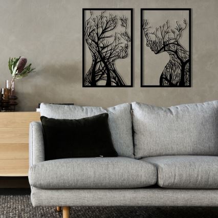 SET 2x wand decoratie 86x63 cm Boom van leven metaal