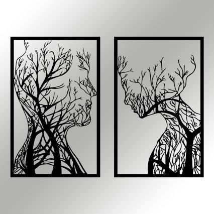 SET 2x wand decoratie 86x63 cm Boom van leven metaal