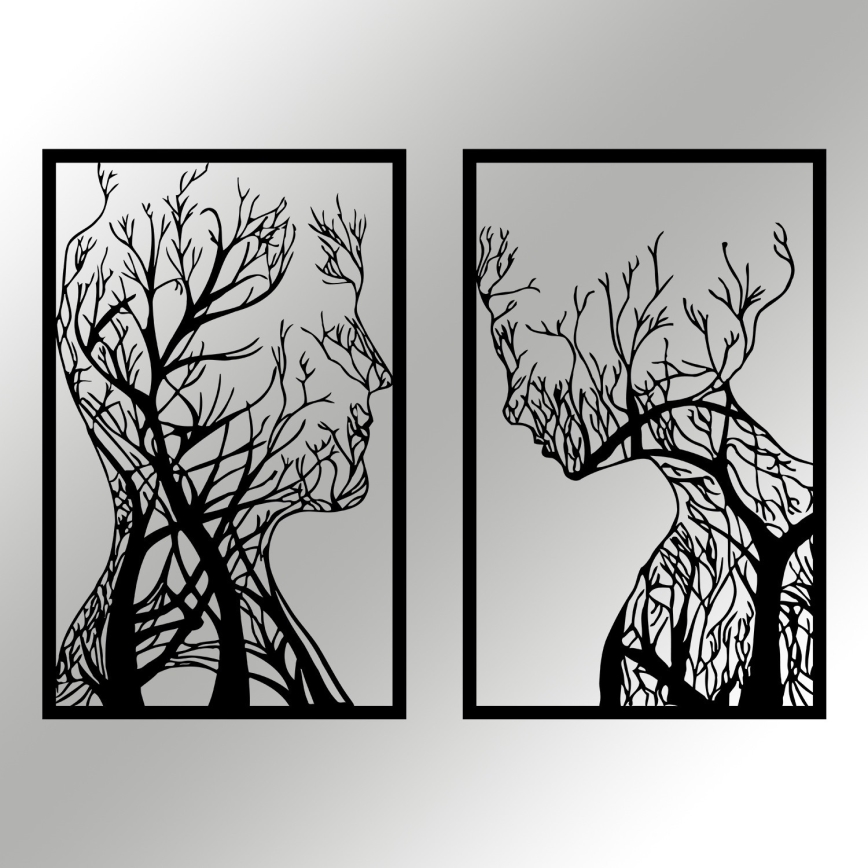 SET 2x wand decoratie 86x63 cm Boom van leven metaal