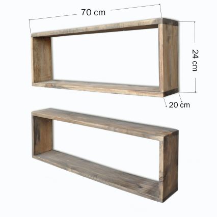 SET 2x Wandplank 24x70 cm vurenhout