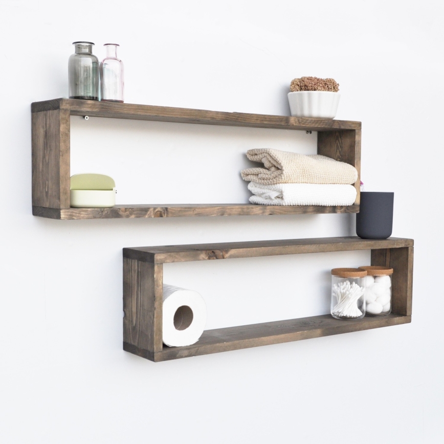 SET 2x Wandplank 24x70 cm vurenhout