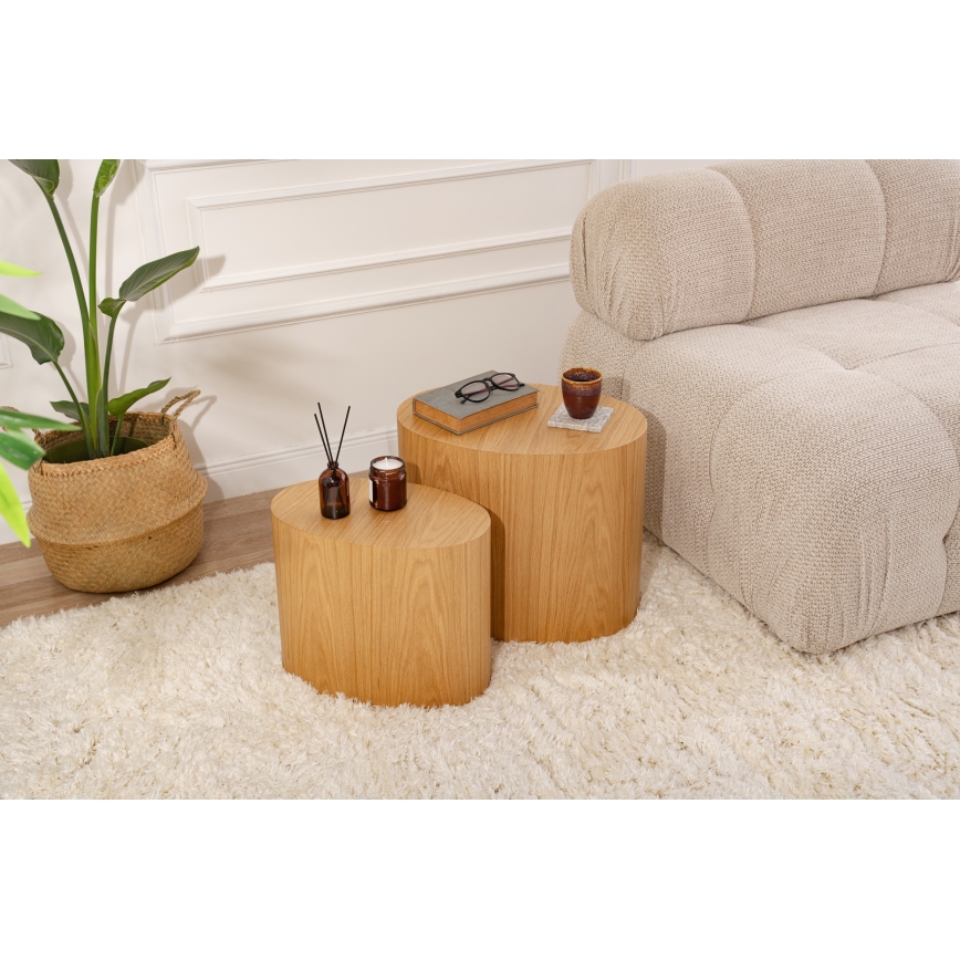 SET 2x Zijtafel ELIPSE eiken