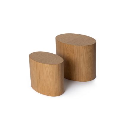 SET 2x Zijtafel ELIPSE eiken