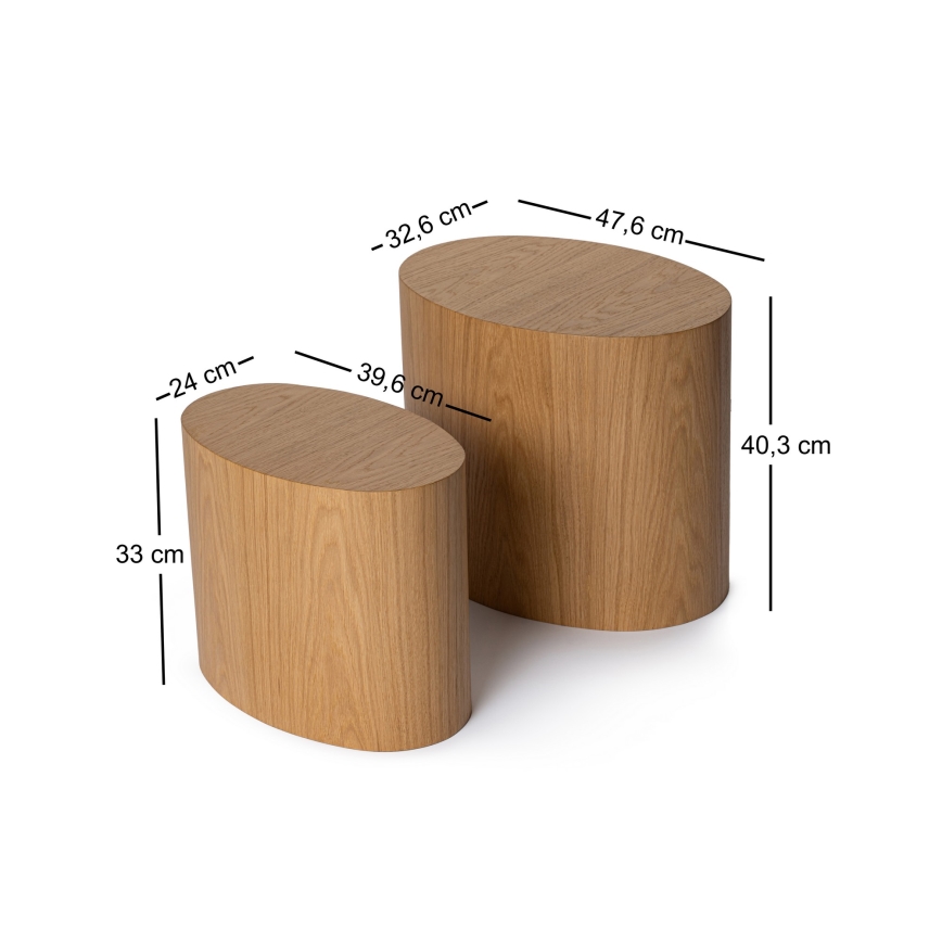 SET 2x Zijtafel ELIPSE eiken
