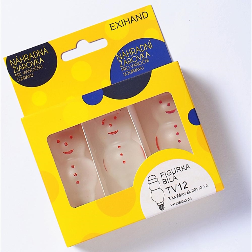 SET 3 x Reservelamp FIGURINE E10/20V/0,1A wit gemaakt in Europa