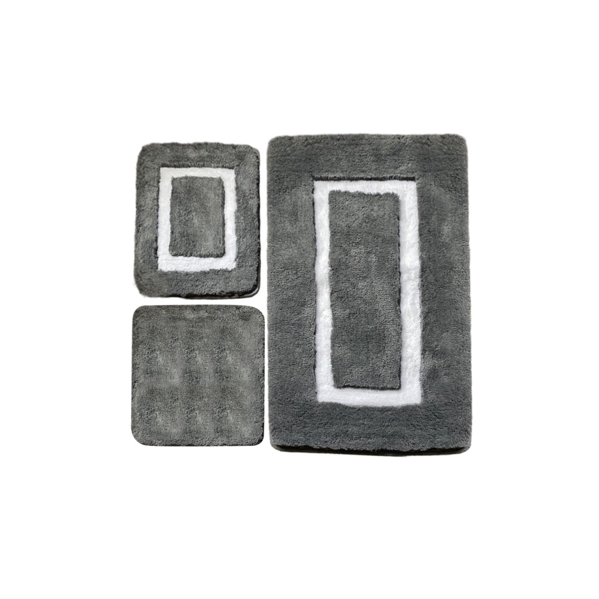 SET 3x Badkamer mat 60/60/100 cm antraciet