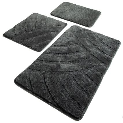 SET 3x Badmat ALYA 60/60/100 cm antraciet