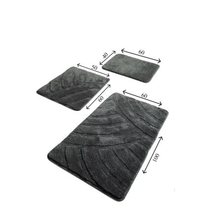 SET 3x Badmat ALYA 60/60/100 cm antraciet
