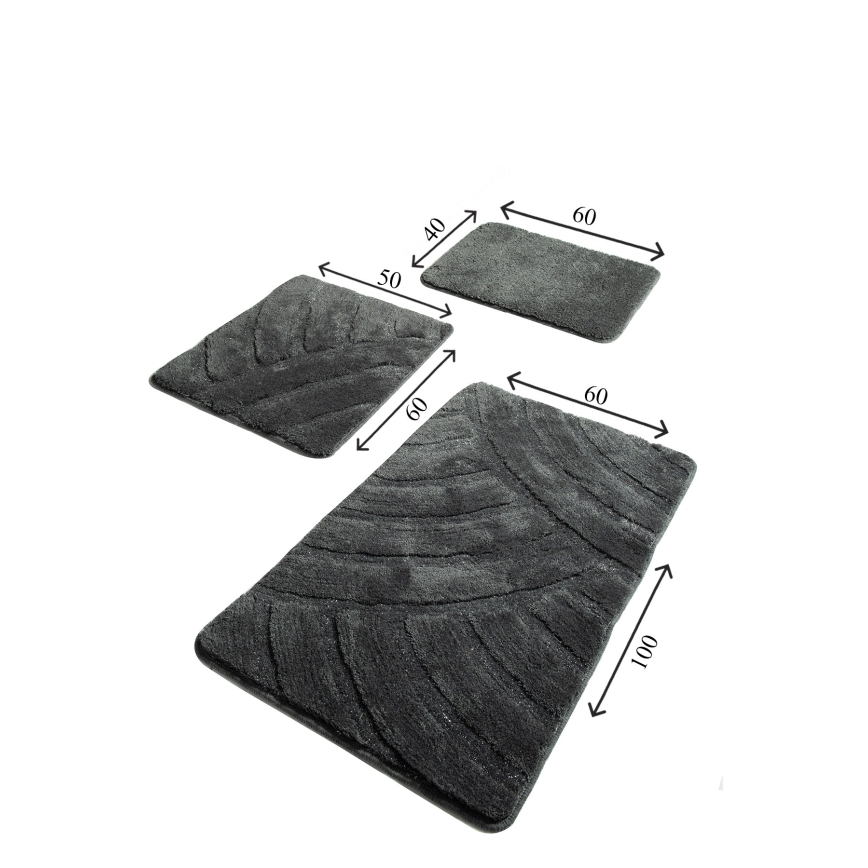 SET 3x Badmat ALYA 60/60/100 cm antraciet