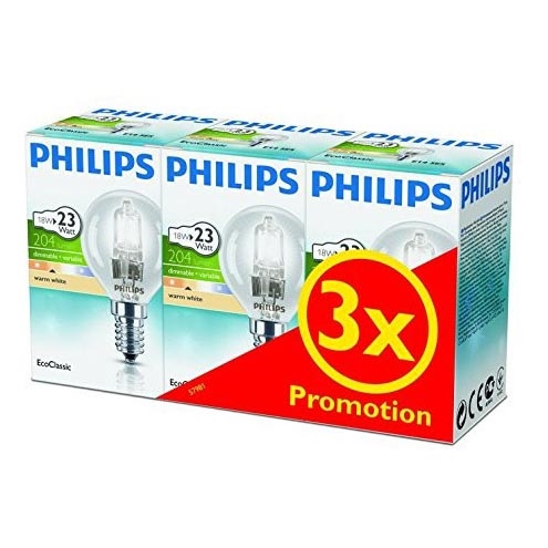 SET 3x Dimbare halogeenlamp Philips E14/18W/230V