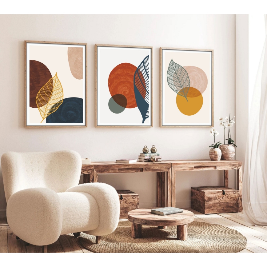 SET 3x Foto in een fotolijstje 50x70 cm kleurrijk