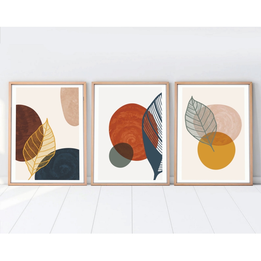 SET 3x Foto in een fotolijstje 50x70 cm kleurrijk