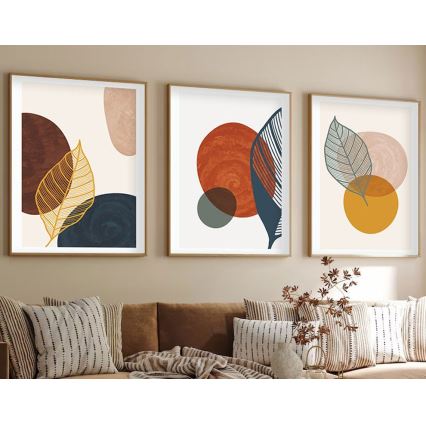 SET 3x Foto in een fotolijstje 50x70 cm kleurrijk