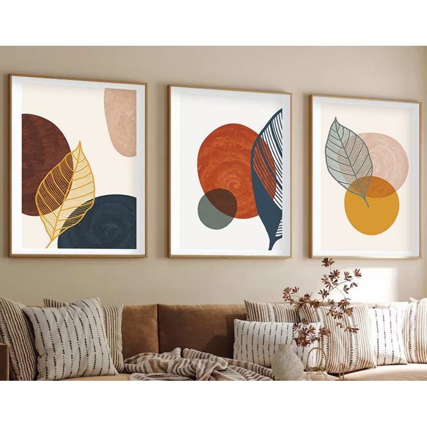 SET 3x Foto in een fotolijstje 50x70 cm kleurrijk