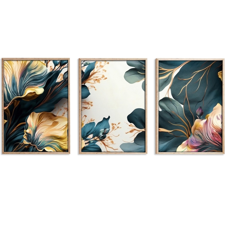 SET 3x Foto in een fotolijstje 50x70 cm planten