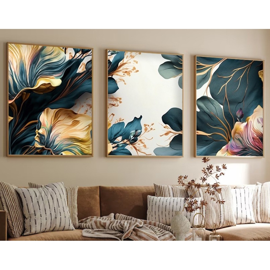 SET 3x Foto in een fotolijstje 50x70 cm planten