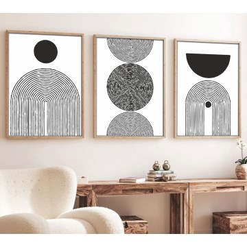 SET 3x Foto in een fotolijstje 50x70 cm zwart/wit