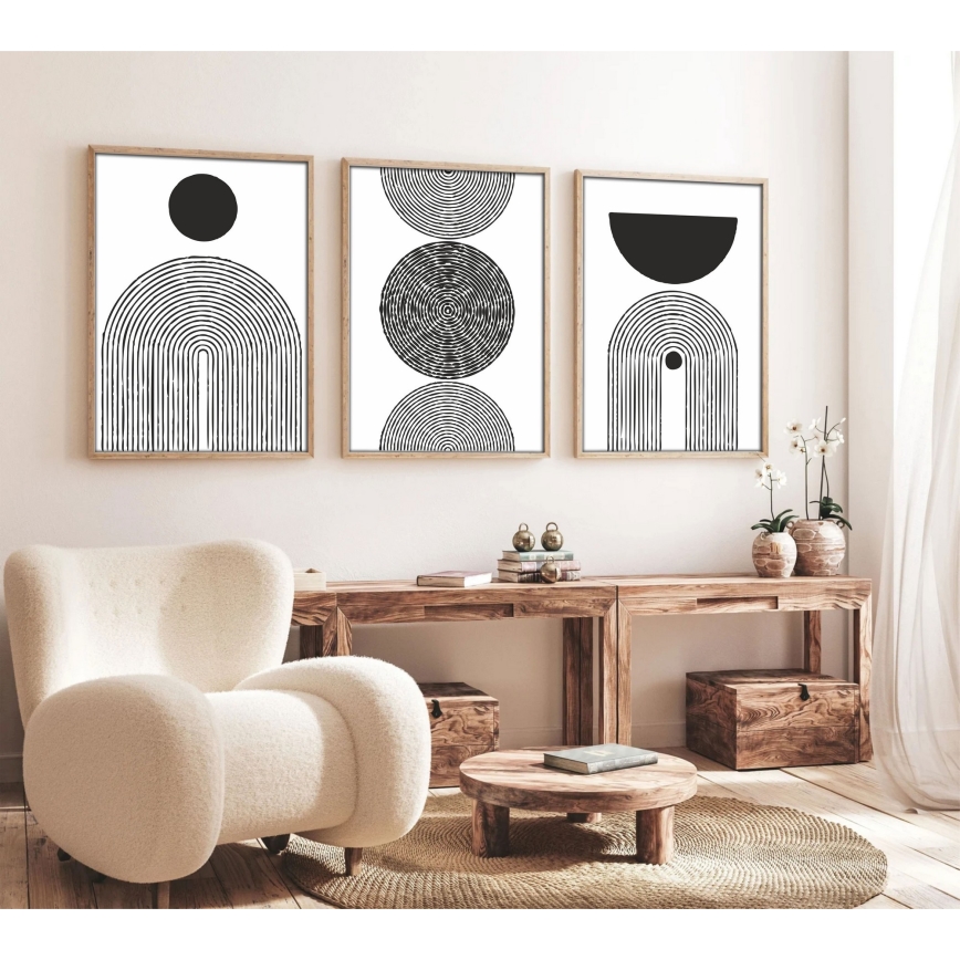 SET 3x Foto in een fotolijstje 50x70 cm zwart/wit