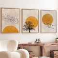 SET 3x Foto in lijst 50x70 cm beige/geel