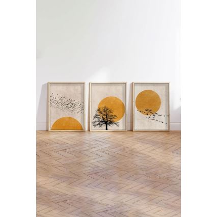 SET 3x Foto in lijst 50x70 cm beige/geel