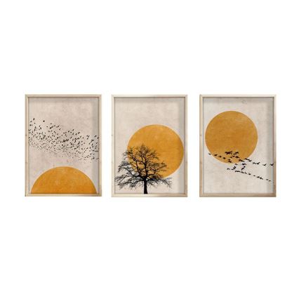 SET 3x Foto in lijst 50x70 cm beige/geel
