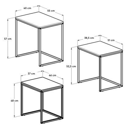 SET 3x Koffie Tafel bruin