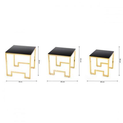 SET 3x Koffie Tafel SAMMEN goud/zwart