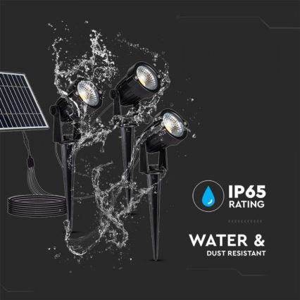 SET 3x LED Buiten zonne-energie lamp 3xLED/1,2W/3,7V IP65 3000K 4000 mAh