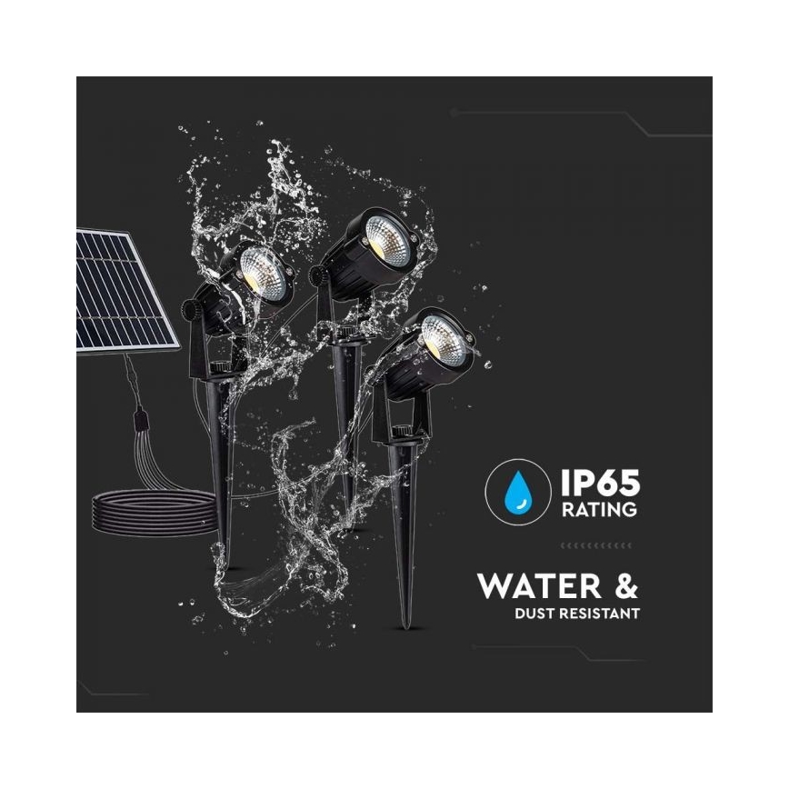 SET 3x LED Buiten zonne-energie lamp 3xLED/1,2W/3,7V IP65 3000K 4000 mAh