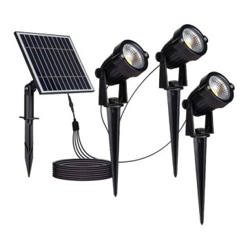 SET 3x LED buitenlamp op zonne-energie 3xLED/1,2W/3,7V IP65 3000K