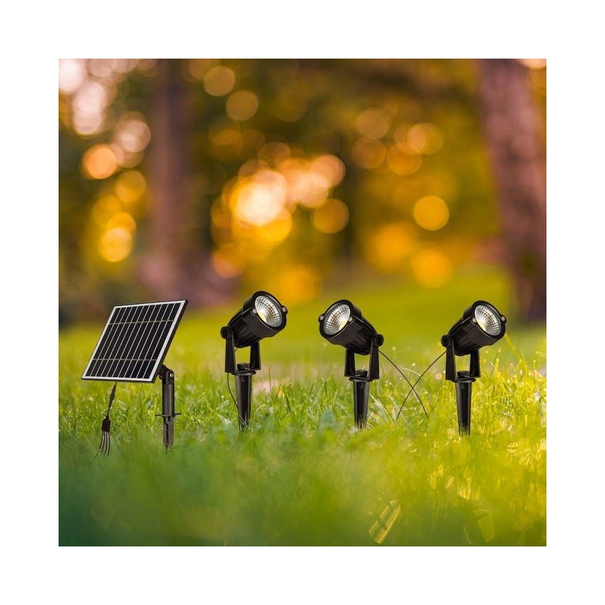 SET 3x LED buitenlamp op zonne-energie 3xLED/1,2W/3,7V IP65 3000K